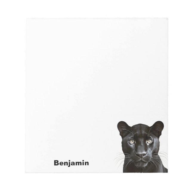 Panther Wild Animal Portrait Personalized Name Notepad (Front)