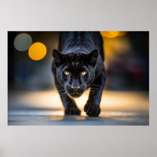Panther Wildlife Animal On Street  Poster