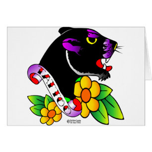 Panthère noire de vieux tatouage de Skool