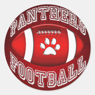 Panthers Football Red and White Classic Round Sticker