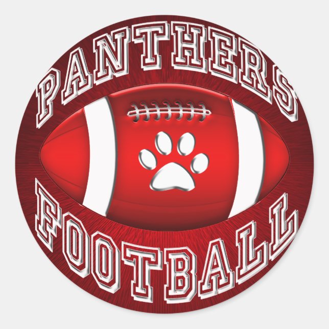 Panthers Football Red and White Classic Round Sticker (Front)