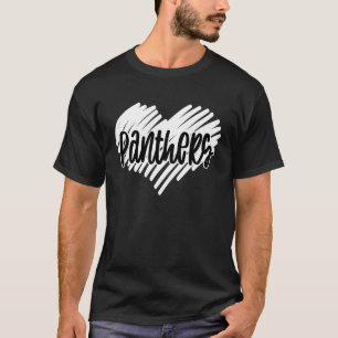 Panthers Sports Fan Team Spirit Heart T-Shirt