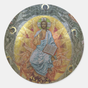 Pantocrator Jesus Christ Lord of All Orthodox Icon Classic Round Sticker