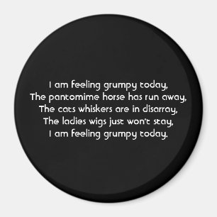 Pantomime. Poem. Black White Magnet