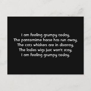 Pantomime. Poem. Black White Postcard