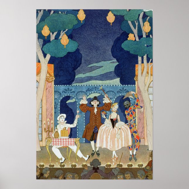 Pantomime Stage, illustration for 'Fetes Galantes' Poster (Front)