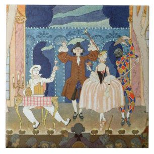 Pantomime Stage, illustration for 'Fetes Galantes' Tile