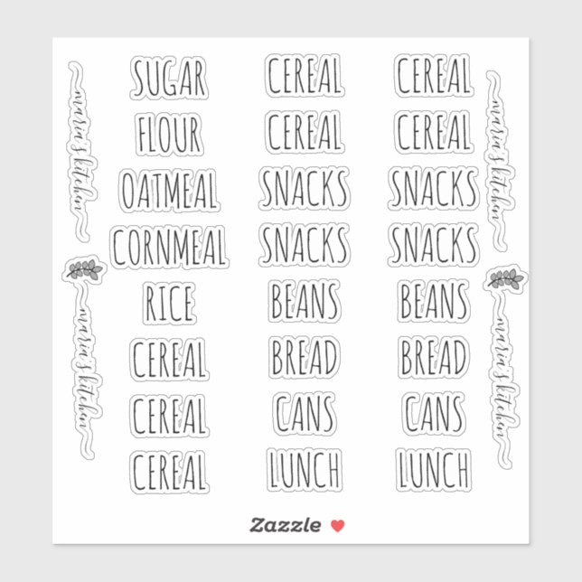 Pantry Organization Clean Lettering  Sticker (Sheet)
