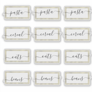 Pantry Organization Faux Gold Script