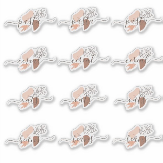 Pantry Organization Organic Shapes Script  Sticker (Front)