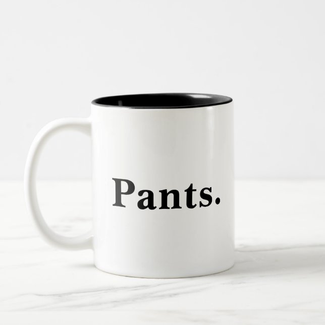 Pants one word minimalism design Two-Tone coffee mug (Left)