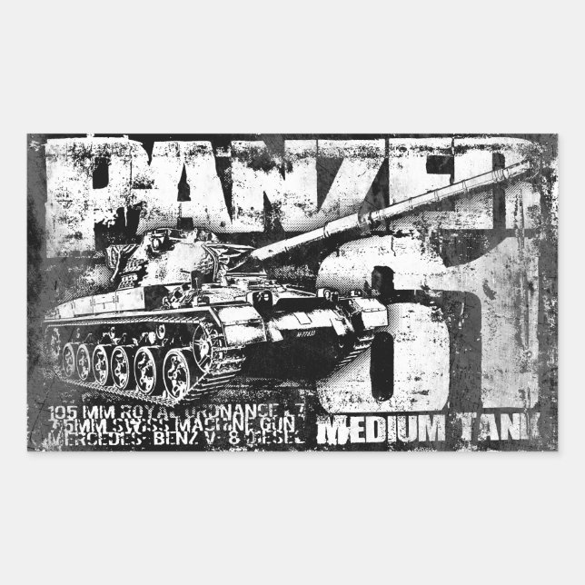 Panzer 61 Rectangle Stickers (Front)