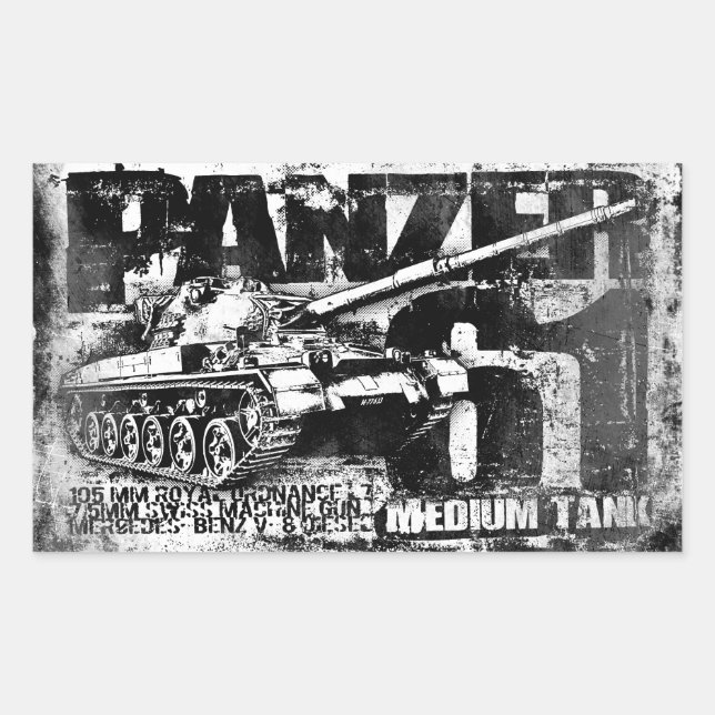 Panzer 61 Rectangle Stickers (Front)