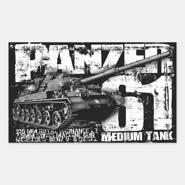 Panzer 61 Rectangle Stickers (Front)