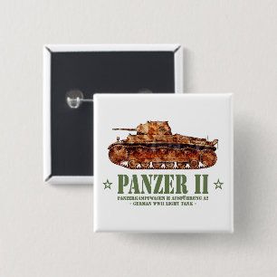 Panzer II A2 World War Two German Light Tank WWII 2 Inch Square Button