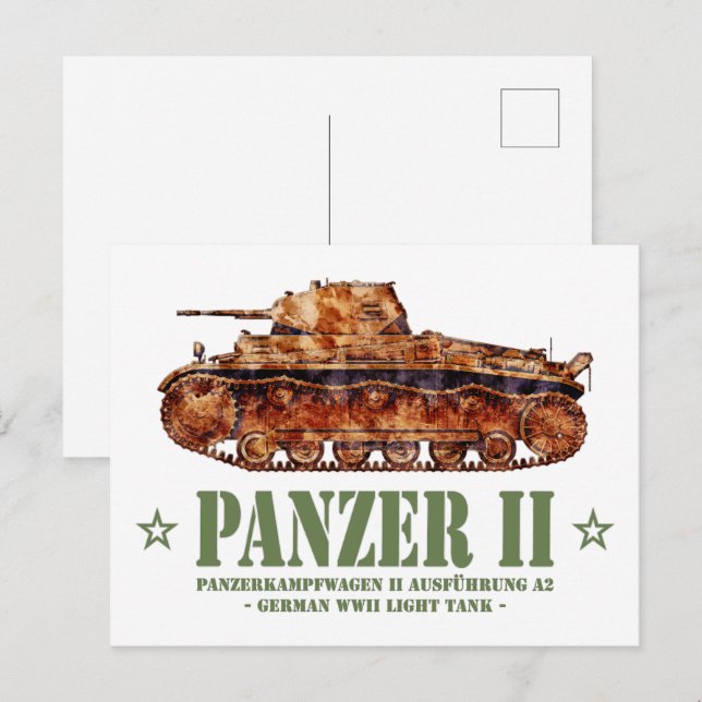 Panzer II A2 World War Two German Light Tank WWII Postcard (Front/Back)