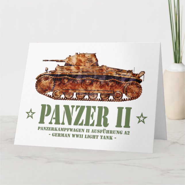 Panzer II A2 World War Two German Light Tank WWII Thank You Card (Front)