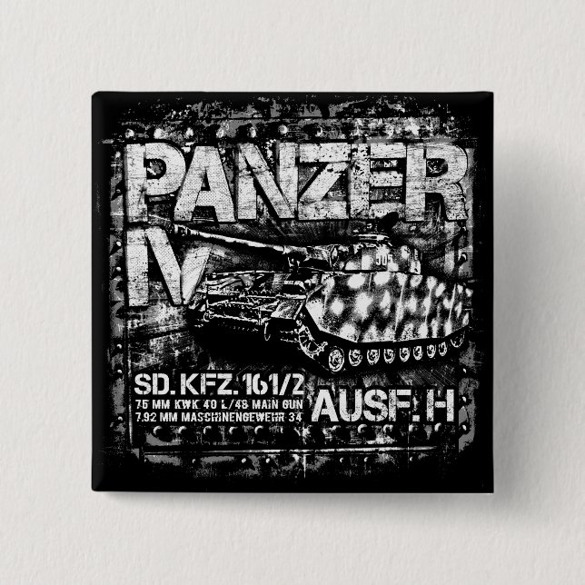 Panzer IV 2 Inch Square Button (Front)