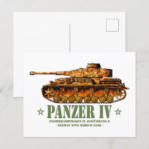 Panzer IV D World War Two German Medium Tank WWII Postcard