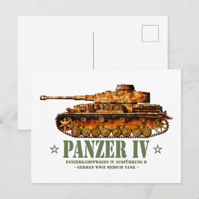 Panzer IV D World War Two German Medium Tank WWII Postcard (Front/Back)