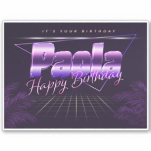 Paola Name Vorname lila retro Sticker Geburtstag