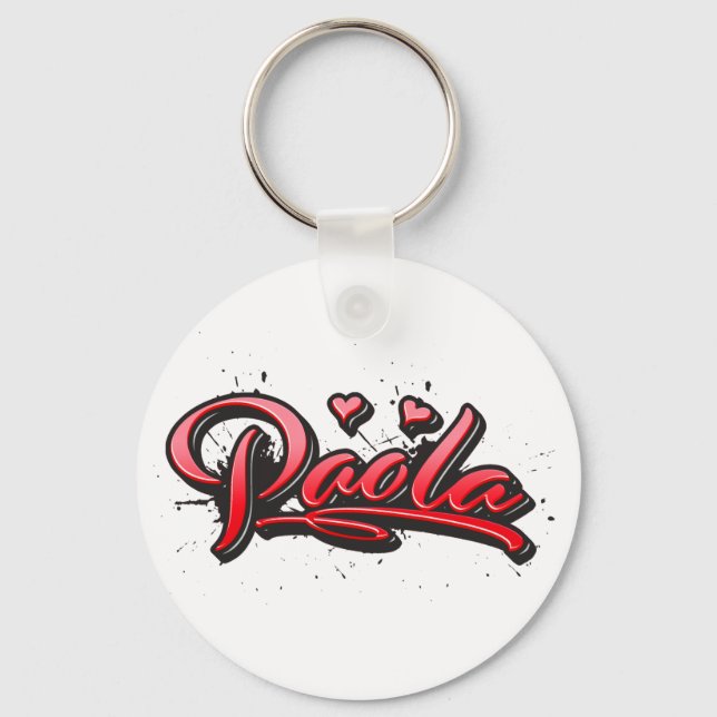 Paola red Heart Graffiti Schlüsselanhänger Keychain (Front)