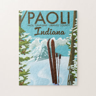 Paoli Orange County Indiana Ski poster Jigsaw Puzzle