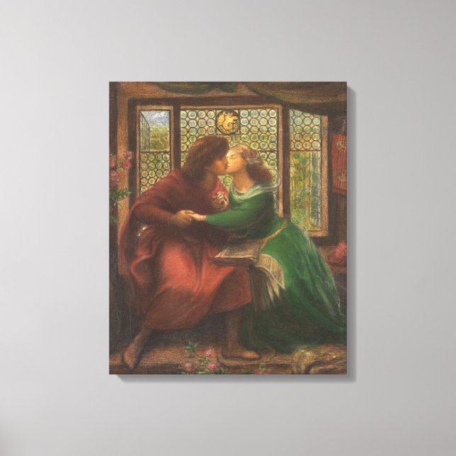 Paolo and Francesca da Rimini (by Rossetti) Canvas Print (Front)