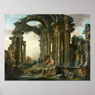 Paolo Panini Architectural capriccio with Roman  Poster