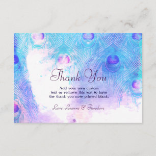 Paon abstrait, cartes de Merci d'aquarelle
