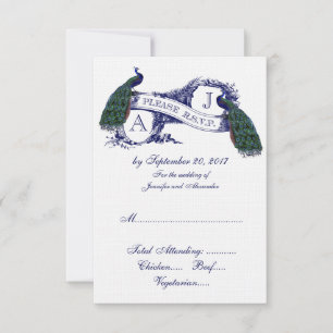 Paon de bleu marine épousant RSVP