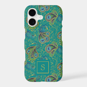 Paon Paisley Royal Sarcelle Monogramme