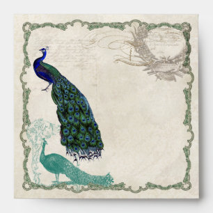 Paon vintage 5 - enveloppes assorties de mariage