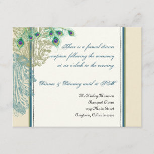 Paon vintage, invitation de réception de plumes