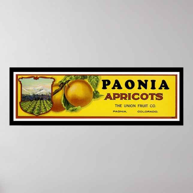 Paonia Apricots Label Art Poster (Front)