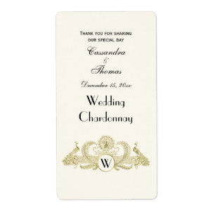 Paons Vintage Monogramme Ivoire BG Faux Or