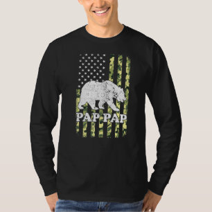 Pap Pap Bear Camping Hiking Camouflage Usa America T-Shirt
