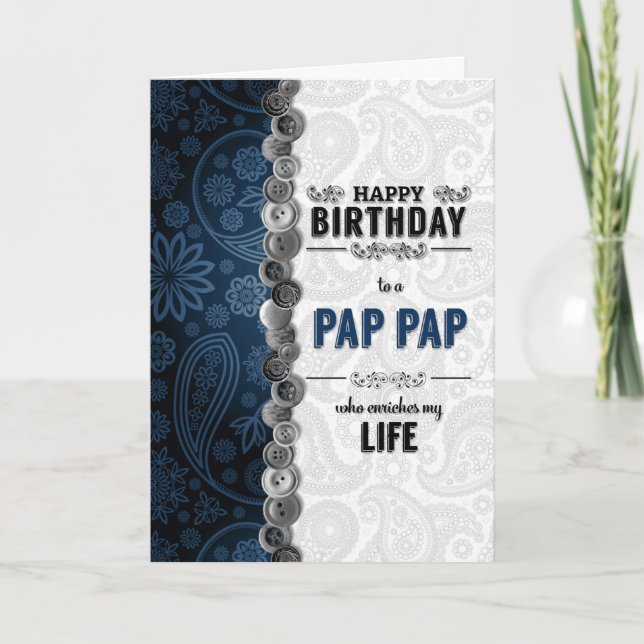 PAP PAP Birthday Blue Paisley Card (Front)