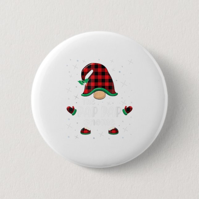 Pap Pap Gnome Buffalo Plaid Matching Ch 2 Inch Round Button (Front)