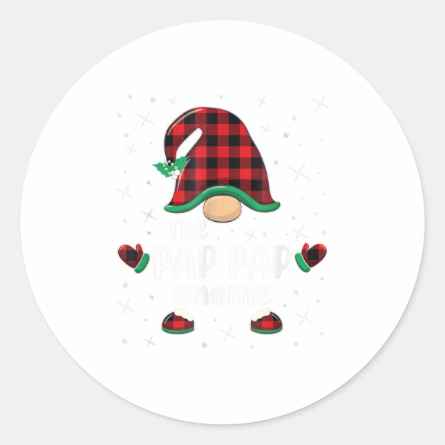 Pap Pap Gnome Buffalo Plaid Matching Ch Classic Round Sticker (Front)