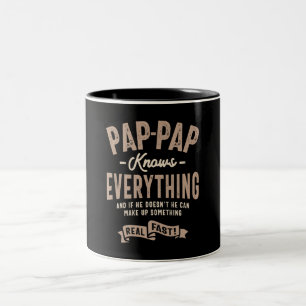 Pap-Pap Knows Everything - Dad Grandpa Two-Tone Coffee Mug