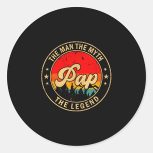 Pap The Man The Myth The Legend Vintage Retro For Classic Round Sticker