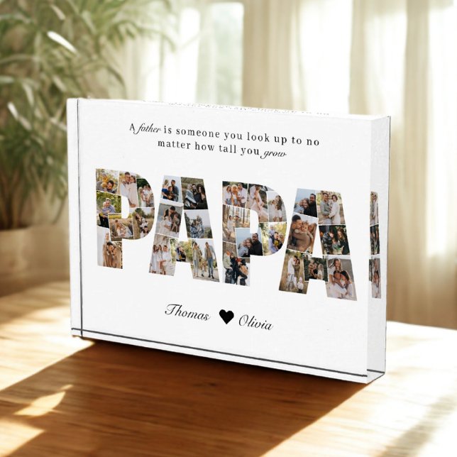 Papa 28 Photo Collage Keepsake for Dad or Grandpa Block (Creator Uploaded)