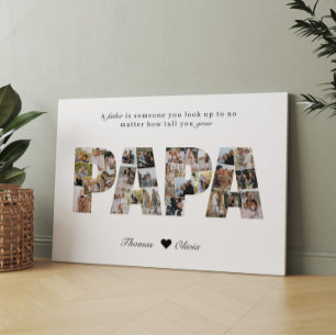 Papa 28 Photo Collage Keepsake for Dad or Grandpa Canvas Print