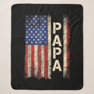 Papa American Flag Father's Day For Men Sherpa Blanket