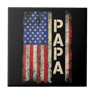 Papa American Flag Father's Day For Men Tile