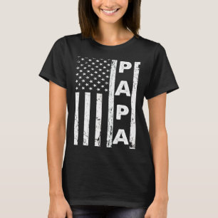 Papa American Flag US Father's Day Dad American 4t T-Shirt