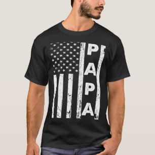 Papa American Flag US Father's Day Dad American 4t T-Shirt