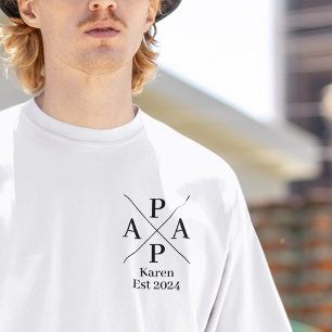 Papa And Child Names Custom Monogram Father's Day T-Shirt