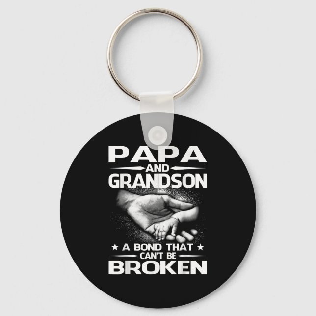 Papa And Grandson A Bond That Can't Be Broken  Keychain (Front)